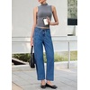 image:imageSidefeel Womens Barrel Jeans High Waisted Stretchy Drawstring Ankle Tapered Denim Pants with PocketsDark Blue