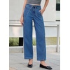 image:imageSidefeel Womens Barrel Jeans High Waisted Stretchy Drawstring Ankle Tapered Denim Pants with PocketsDark Blue