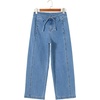 image:imageSidefeel Womens Barrel Jeans High Waisted Stretchy Drawstring Ankle Tapered Denim Pants with PocketsLight Blue