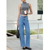 image:imageSidefeel Womens Barrel Jeans High Waisted Stretchy Drawstring Ankle Tapered Denim Pants with PocketsLight Blue