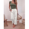 image:imageSidefeel Womens Barrel Jeans High Waisted Stretchy Drawstring Ankle Tapered Denim Pants with PocketsWhite