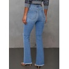 image:imageSidefeel Womens Bell Bottom Flare Jeans High Waisted Stretchy Ripped Distressed Raw Hem Denim Pants with PocketsLight Blue