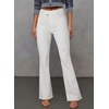 image:imageSidefeel Womens Bell Bottom Flare Jeans High Waisted Stretchy Ripped Distressed Raw Hem Denim Pants with PocketsWhite