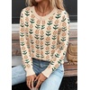 image:imageSidefeel Womens Button Down Cardigan Sweater Long Sleeve Cute Floral Printed Cropped Sweater CoatsApricot