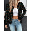 image:imageSidefeel Womens Button Down Cardigan Sweater Long Sleeve Cute Floral Printed Cropped Sweater CoatsBlack