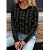 image:imageSidefeel Womens Button Down Cardigan Sweater Long Sleeve Cute Floral Printed Cropped Sweater CoatsBlack