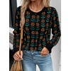 image:imageSidefeel Womens Button Down Cardigan Sweater Long Sleeve Cute Floral Printed Cropped Sweater CoatsBlack