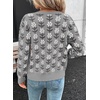image:imageSidefeel Womens Button Down Cardigan Sweater Long Sleeve Cute Floral Printed Cropped Sweater CoatsGray