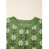 image:imageSidefeel Womens Button Down Cardigan Sweater Long Sleeve Cute Floral Printed Cropped Sweater CoatsGreen