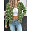 image:imageSidefeel Womens Button Down Cardigan Sweater Long Sleeve Cute Floral Printed Cropped Sweater CoatsGreen