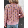 image:imageSidefeel Womens Button Down Cardigan Sweater Long Sleeve Cute Floral Printed Cropped Sweater CoatsPink