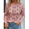 image:imageSidefeel Womens Button Down Cardigan Sweater Long Sleeve Cute Floral Printed Cropped Sweater CoatsPink