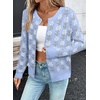 image:imageSidefeel Womens Button Down Cardigan Sweater Long Sleeve Cute Floral Printed Cropped Sweater CoatsSky Blue