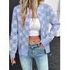 image:imageSidefeel Womens Button Down Cardigan Sweater Long Sleeve Cute Floral Printed Cropped Sweater CoatsSky Blue