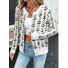 image:imageSidefeel Womens Button Down Cardigan Sweater Long Sleeve Cute Floral Printed Cropped Sweater CoatsWhite