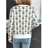 image:imageSidefeel Womens Button Down Cardigan Sweater Long Sleeve Cute Floral Printed Cropped Sweater CoatsWhite