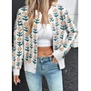 image:imageSidefeel Womens Button Down Cardigan Sweater Long Sleeve Cute Floral Printed Cropped Sweater CoatsWhite