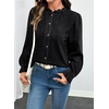 image:imageSidefeel Womens Button Down Denim Shirts Long Sleeve Ruffle Jean Shirts Blouse TopBlack