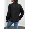 image:imageSidefeel Womens Button Down Denim Shirts Long Sleeve Ruffle Jean Shirts Blouse TopBlack