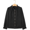 image:imageSidefeel Womens Button Down Denim Shirts Long Sleeve Ruffle Jean Shirts Blouse TopBlack