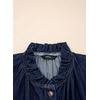 image:imageSidefeel Womens Button Down Denim Shirts Long Sleeve Ruffle Jean Shirts Blouse TopBluing