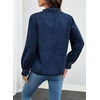 image:imageSidefeel Womens Button Down Denim Shirts Long Sleeve Ruffle Jean Shirts Blouse TopBluing