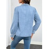 image:imageSidefeel Womens Button Down Denim Shirts Long Sleeve Ruffle Jean Shirts Blouse TopIceland Blue