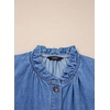 image:imageSidefeel Womens Button Down Denim Shirts Long Sleeve Ruffle Jean Shirts Blouse TopLight Blue