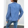 image:imageSidefeel Womens Button Down Denim Shirts Long Sleeve Ruffle Jean Shirts Blouse TopLight Blue