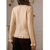 image:imageSidefeel Womens Button Up Cardigan Sweaters Open Front Long Sleeve Crewneck Ruffle Sweater CoatsApricot Pink