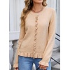 image:imageSidefeel Womens Button Up Cardigan Sweaters Open Front Long Sleeve Crewneck Ruffle Sweater CoatsApricot Pink