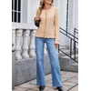 image:imageSidefeel Womens Button Up Cardigan Sweaters Open Front Long Sleeve Crewneck Ruffle Sweater CoatsApricot Pink