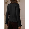 image:imageSidefeel Womens Button Up Cardigan Sweaters Open Front Long Sleeve Crewneck Ruffle Sweater CoatsBlack