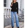 image:imageSidefeel Womens Button Up Cardigan Sweaters Open Front Long Sleeve Crewneck Ruffle Sweater CoatsBlack