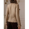 image:imageSidefeel Womens Button Up Cardigan Sweaters Open Front Long Sleeve Crewneck Ruffle Sweater CoatsDark Khaki