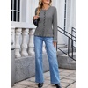 image:imageSidefeel Womens Button Up Cardigan Sweaters Open Front Long Sleeve Crewneck Ruffle Sweater CoatsMedium Grey