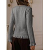 image:imageSidefeel Womens Button Up Cardigan Sweaters Open Front Long Sleeve Crewneck Ruffle Sweater CoatsMedium Grey