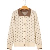 image:imageSidefeel Womens Button Up Open Front Cardigan Sweaters Long Sleeve Collared Printed Knit Sweater CoatsApricot