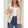 image:imageSidefeel Womens Button Up Open Front Cardigan Sweaters Long Sleeve Collared Printed Knit Sweater CoatsApricot