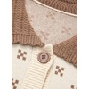 image:imageSidefeel Womens Button Up Open Front Cardigan Sweaters Long Sleeve Collared Printed Knit Sweater CoatsApricot