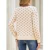 image:imageSidefeel Womens Button Up Open Front Cardigan Sweaters Long Sleeve Collared Printed Knit Sweater CoatsApricot