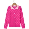 image:imageSidefeel Womens Button Up Open Front Cardigan Sweaters Long Sleeve Collared Printed Knit Sweater CoatsRose Red