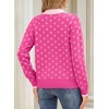 image:imageSidefeel Womens Button Up Open Front Cardigan Sweaters Long Sleeve Collared Printed Knit Sweater CoatsRose Red