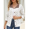 image:imageSidefeel Womens Button Up Open Front Cardigan Sweaters Long Sleeve Collared Printed Knit Sweater CoatsWhite