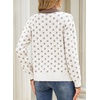 image:imageSidefeel Womens Button Up Open Front Cardigan Sweaters Long Sleeve Collared Printed Knit Sweater CoatsWhite