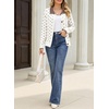image:imageSidefeel Womens Button Up Open Front Cardigan Sweaters Long Sleeve Collared Printed Knit Sweater CoatsWhite
