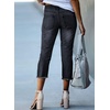 image:imageSidefeel Womens Capri Jeans High Waisted Summer Fashion Straight Leg Raw Hem Denim Capri PantsBlack