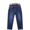 image:imageSidefeel Womens Capri Jeans High Waisted Summer Fashion Straight Leg Raw Hem Denim Capri PantsBlue