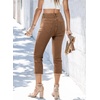 image:imageSidefeel Womens Capri Jeans High Waisted Summer Fashion Straight Leg Raw Hem Denim Capri PantsBrown