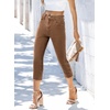 image:imageSidefeel Womens Capri Jeans High Waisted Summer Fashion Straight Leg Raw Hem Denim Capri PantsBrown